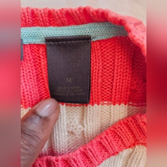 Liz Claiborne Pink Striped Knit Sweater. Size M - Picture 6 of 6